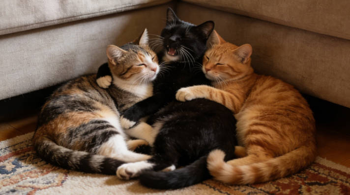 Several cats kept at home